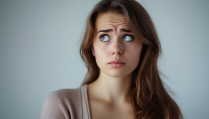 Fototapeta premium Confusion and Doubt: Portrait of a Young Caucasian Woman Shrugging