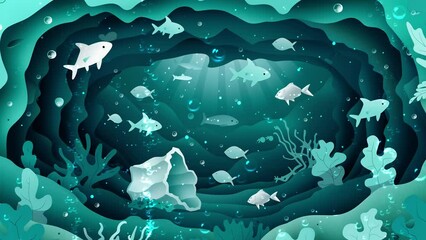 web page design template stop ocean plastic pollution. seamless looping overlay 4k virtual video animation background