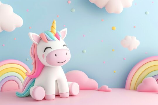 Cute unicorn background cartoon representation celebration.