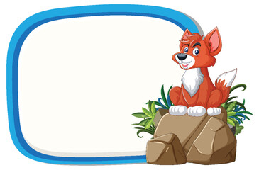 Cartoon fox illustration with blank text space