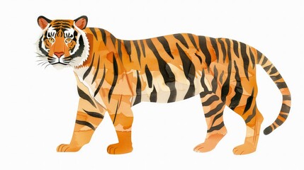 Tiger Watercolor style flat design AI generated