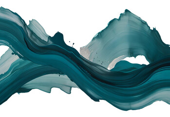 Teal color and aquamarine color paint stroke on a solid white background, generative AI