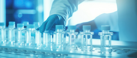 Scientist Organizing Lab Vials in Research Laboratory
