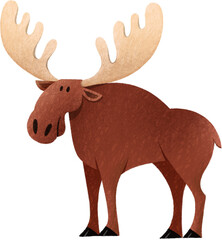 Moose hand drawn illustration in cartoon design