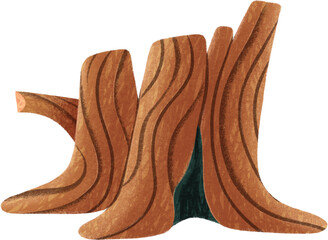 Tree stump  hand drawn illustration in cartoon design