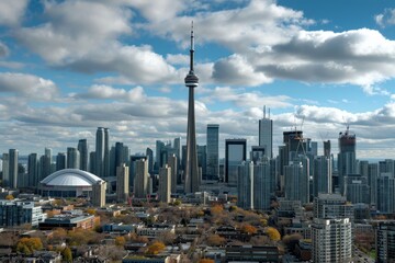 Fototapeta na wymiar Toronto skyline with Tower as the center piece, AI generated
