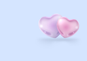 Pink and purple heart shaped balloons background 