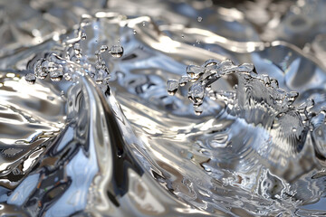 Liquid silver flowing through the air 