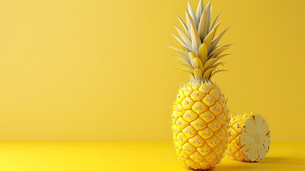 Yellow pineapple on a yellow background