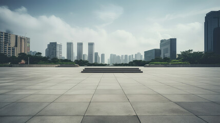 Serene Cityscape from an Urban Plaza Perspective