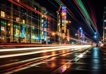 Fototapeta na wymiar Urban Night Life: Speed and Lights
