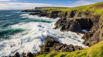 Obraz premium waves crashing on rocks.