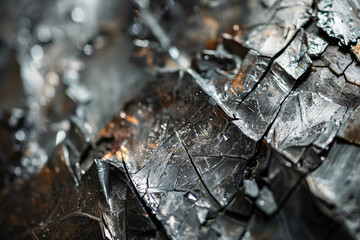 Macro shot of a fractured metal surface being analyzed for fatigue failure, highlighting crystalline structures 