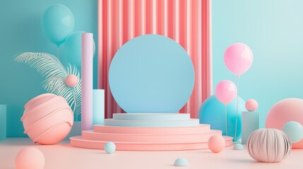 Bright 3d abstract geometric pedestal background vector. presentation cover product theme background for sales online shopping, podium scene. pedestal podium. Minimal scene for products stage showcase
