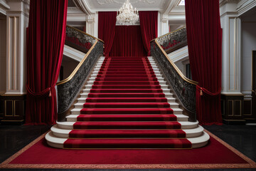 Majestic Red Carpet Grand Staircase Elegance