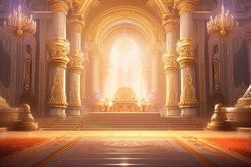 Majestic Throne Room in Glorious Sunrise Light - obrazy, fototapety, plakaty