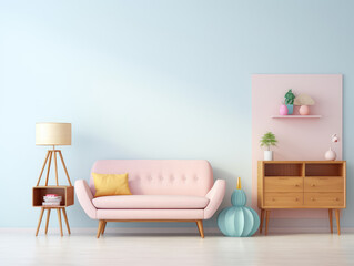 Stylish Modern Living Room Interior with Pastel Tones