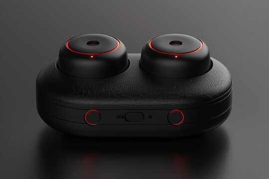 Compact audio devices for travel, highquality sound technology for travelers, sleek design , octane render