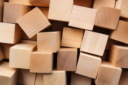 Pile of Wooden Blocks for Creative Construction