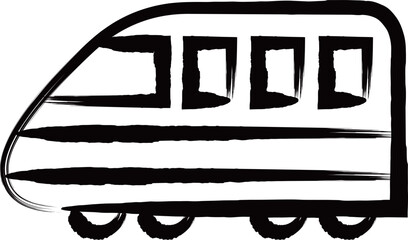 筆書き乗り物アイコンイラスト　高速列車