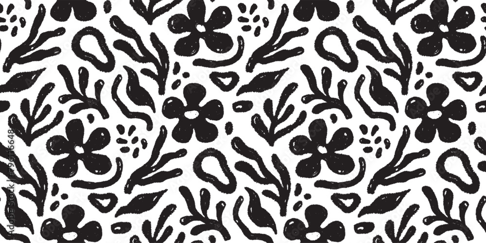 Poster abstract floral shape seamless pattern. abstract modern floral leaf texture shape background. organi