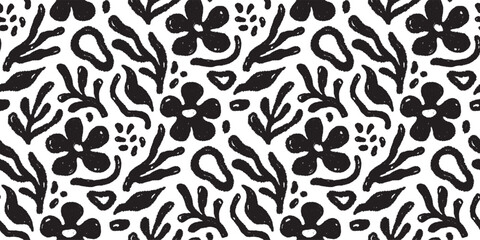 Fototapeta premium Abstract floral shape seamless pattern. Abstract modern floral leaf texture shape background. Organic modern boho nature contemporary seamless pattern. Vector illustration
