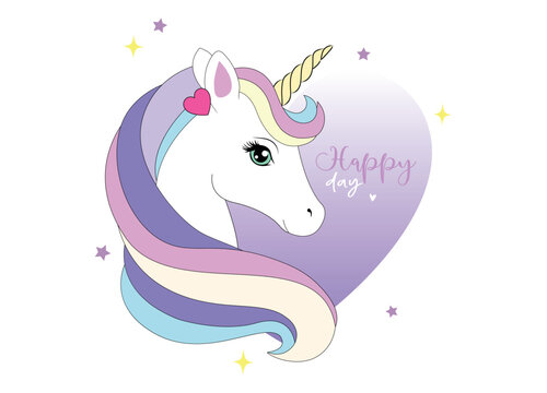 Artistic design, unicorn vector illustration, design to print on a shirt. Templates for celebration, ads, branding, banner, cover, label, poster, sales, birthday, etc.