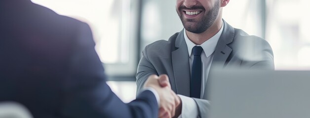 Business Professionals Handshake Over a Deal - obrazy, fototapety, plakaty