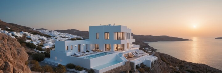 Exterior shot of a villa in Mykonos