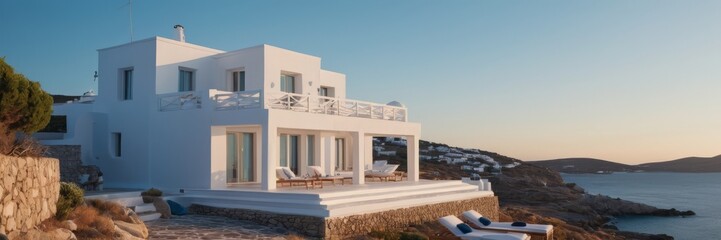 Exterior shot of a villa in Mykonos - obrazy, fototapety, plakaty