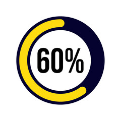60 Percentage circle, 60% Circle loading and circle progress, 60 percent diagrams for infographic, Percentage infographics, ready-to-use for web design, user interface UI, 60% Discount