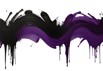 Black color and purple color paint stroke on a solid white background, generative AI