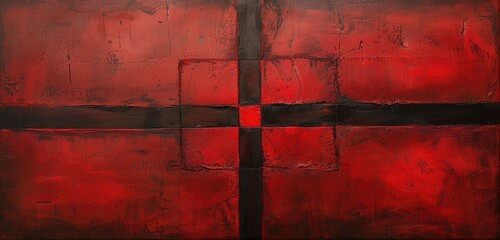 Bold Red and Black Abstract Artwork on Canvas