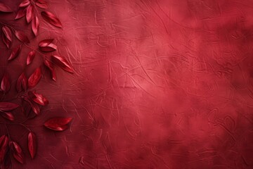 Red Background With Leaves