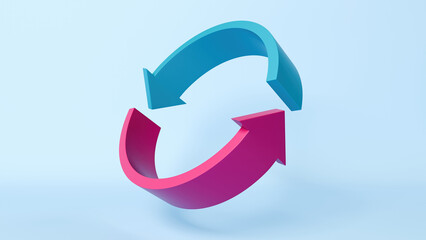 Mastering Momentum, Staying on Track, Sync and Repeat Rotating Arrows Sign, 3D render