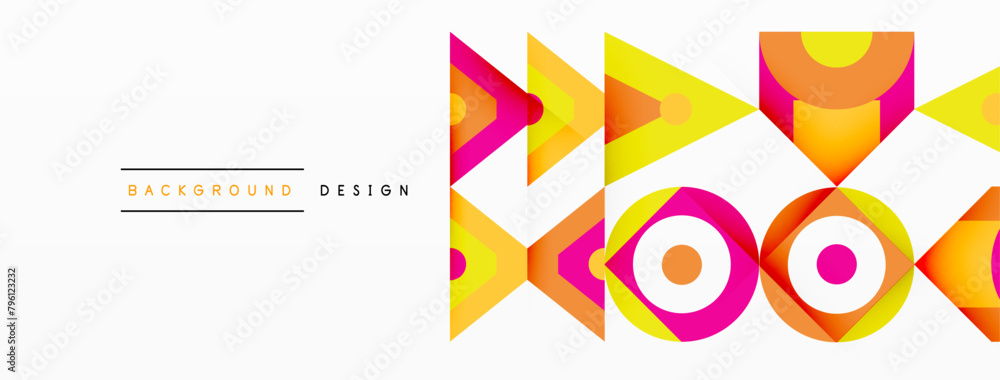Aufkleber colorful geometric pattern with arrows and circles featuring triangles, rectangles, and symmetrical 