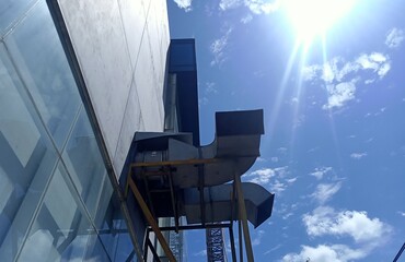 Exhaust fan in the  building with sky