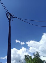 cable car on the background of blue sky