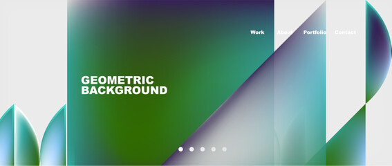 A geometric background featuring a gradient of green and purple, created using tints and shades of magenta and electric blue. Perfect for display on a personal computer or any other gadget