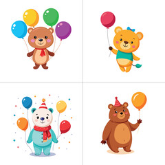 Fototapeta premium brown bear with balloons