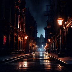 Fototapeta na wymiar Night street in sharp focus featuring intricate details