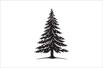 Obraz premium A black and white silhouettes of christmas trees with a decoration.