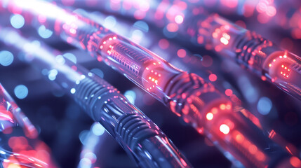 Glowing data cables transferring information background Glowing data cables transferring information background