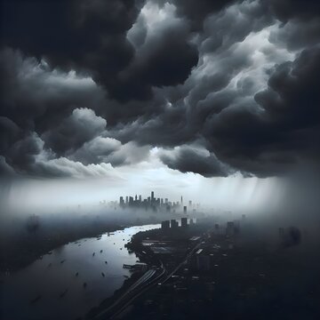 storm clouds over city