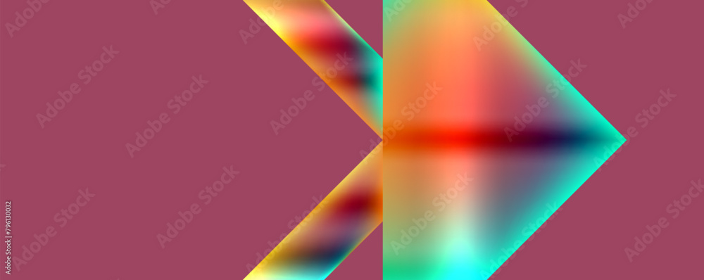 Aufkleber vibrant electric blue arrow on a magenta background with geometric shapes like triangles and rectang