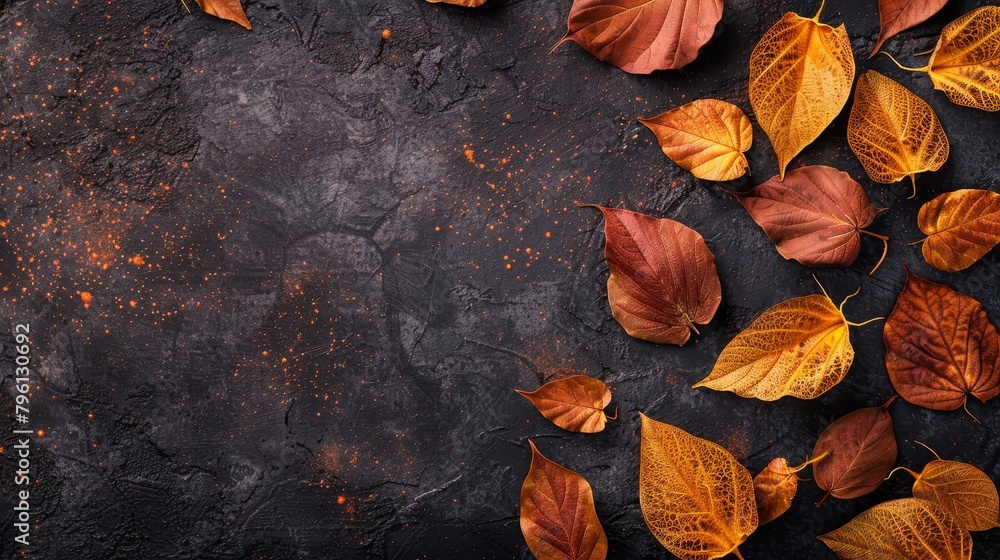 Wall mural Vintage autumn leaf pattern on a textured background.