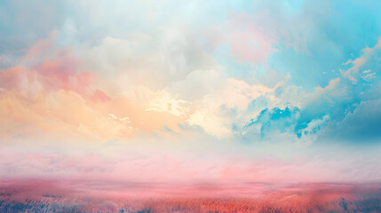 A beautiful sky with a pink and blue hue. The sky is filled with clouds and the sun is shining through them. The sky is a peaceful and calming scene, perfect for a relaxing day