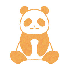 座っているパンダのイラスト（オレンジ）