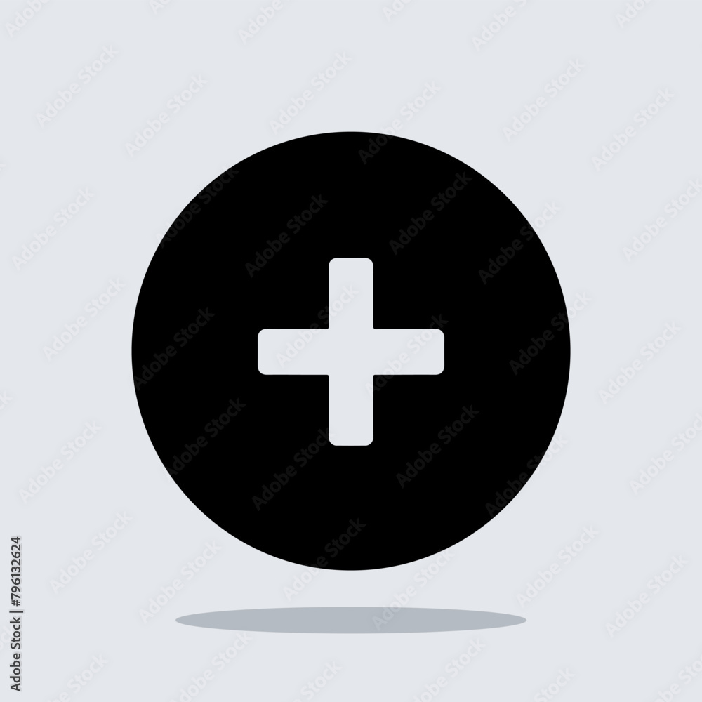 Poster add icon vector. plus icon sign symbol vector. medical cross vector icon illustration isolated on gr