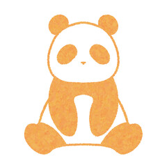 座っているパンダのイラスト（オレンジ）